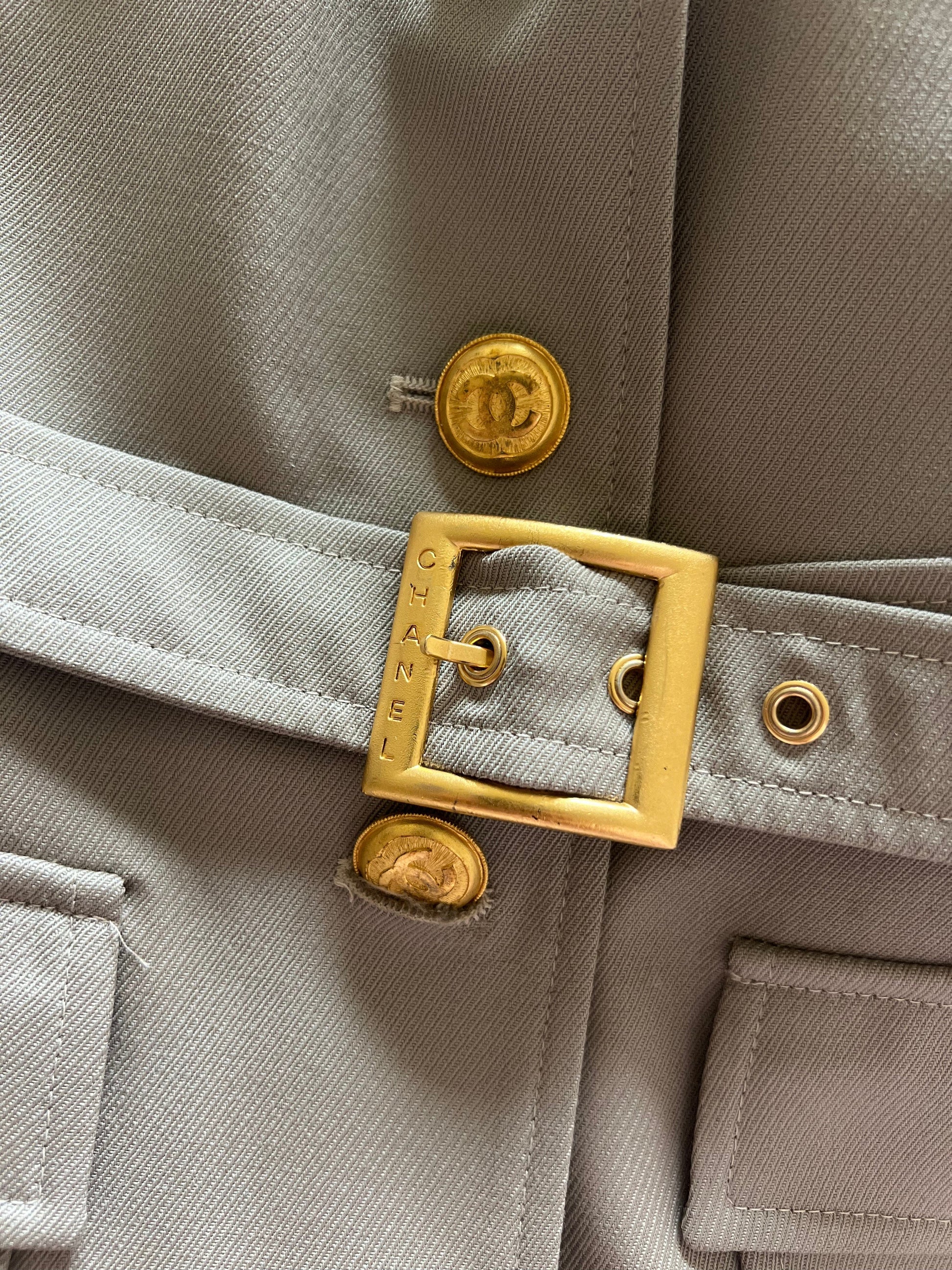 Chanel Military Suit with Gold CC Buttons Sz 42 AVC2147