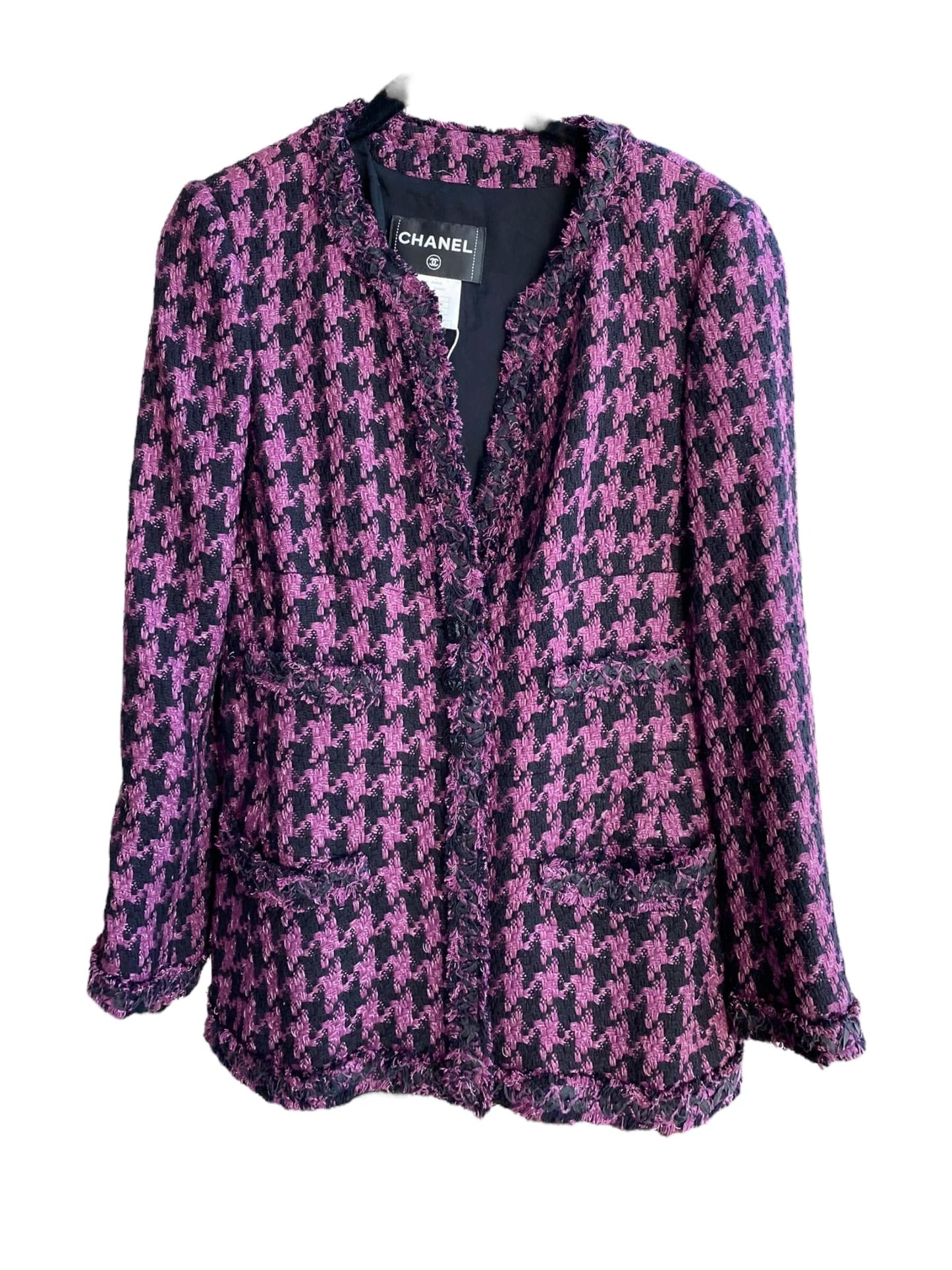 Chanel purple houndstooth tweed jacket DXBK0204