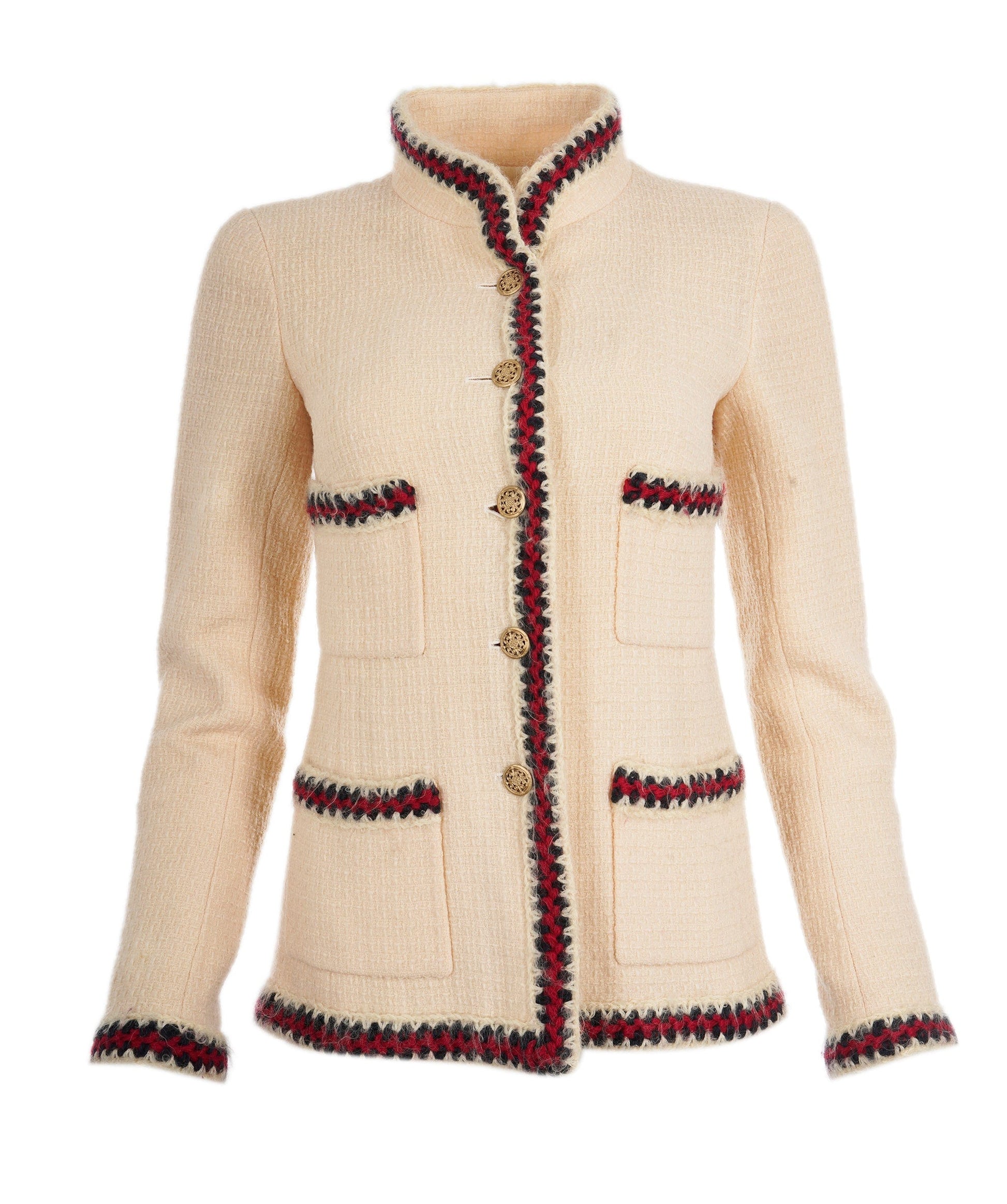 Chanel white tweed jacket 4 pockets FR36 P38782V24392 AVC1964