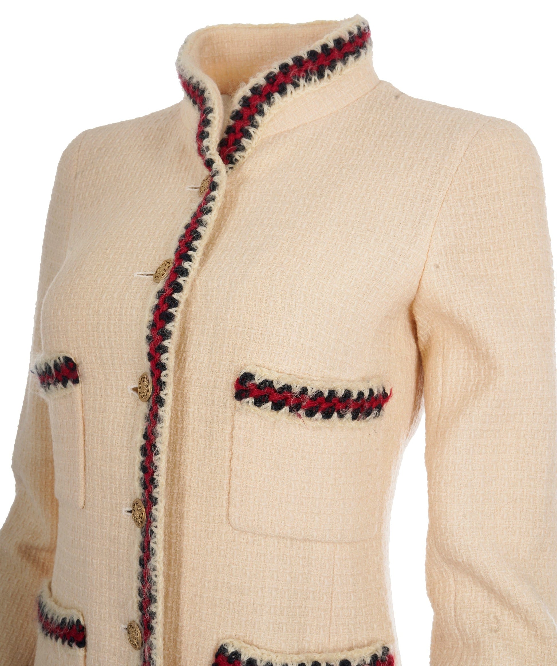 Chanel white tweed jacket 4 pockets FR36 P38782V24392 AVC1964