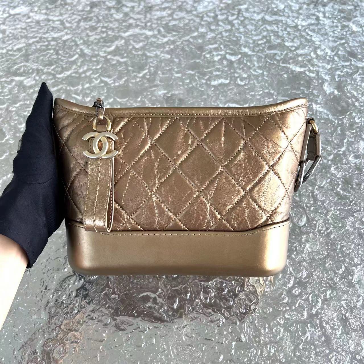 Chanel Gabrielle Small - Quilted Calfskin Bronze Gold Two-Tone Hardware Series 23