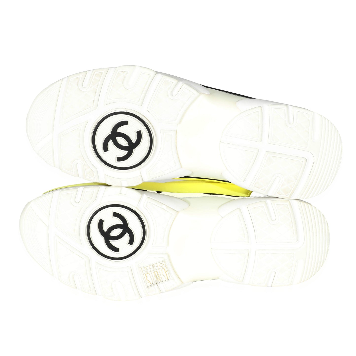 Chanel 19S Neon Yellow Lycra Interlocking CC Sneakers