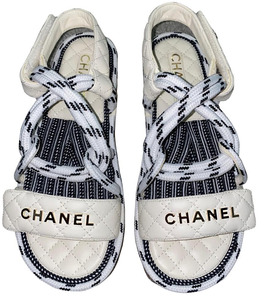 Chanel 20S Cord Lambskin Quilted Logo Sandals for Women