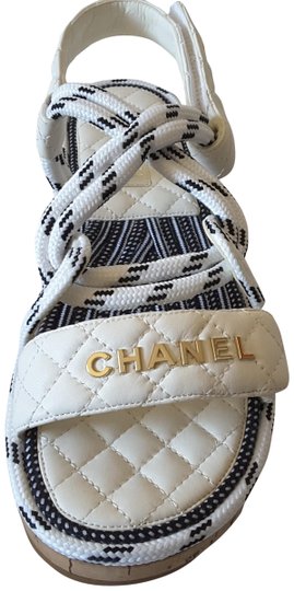 Chanel 20S Cord Lambskin Quilted Logo Sandals for Women