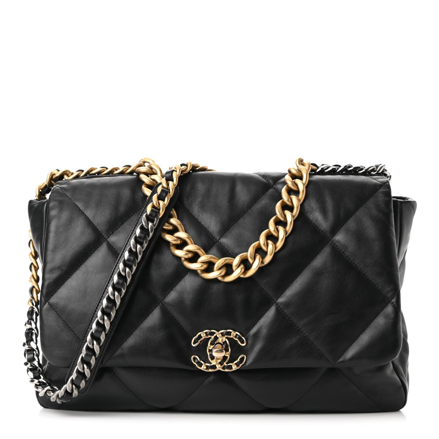 Chanel Quilted Goatskin Maxi Chanel 19 Flap Back Bag