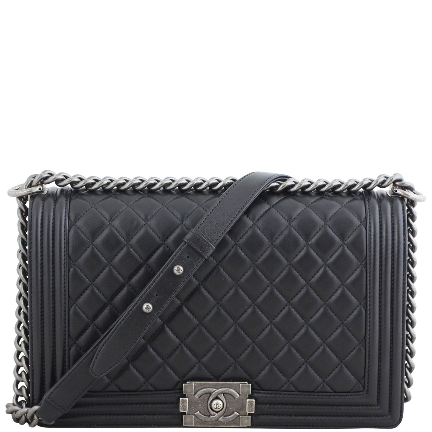 Chanel Boy New Lambskin Handbag Black Medium