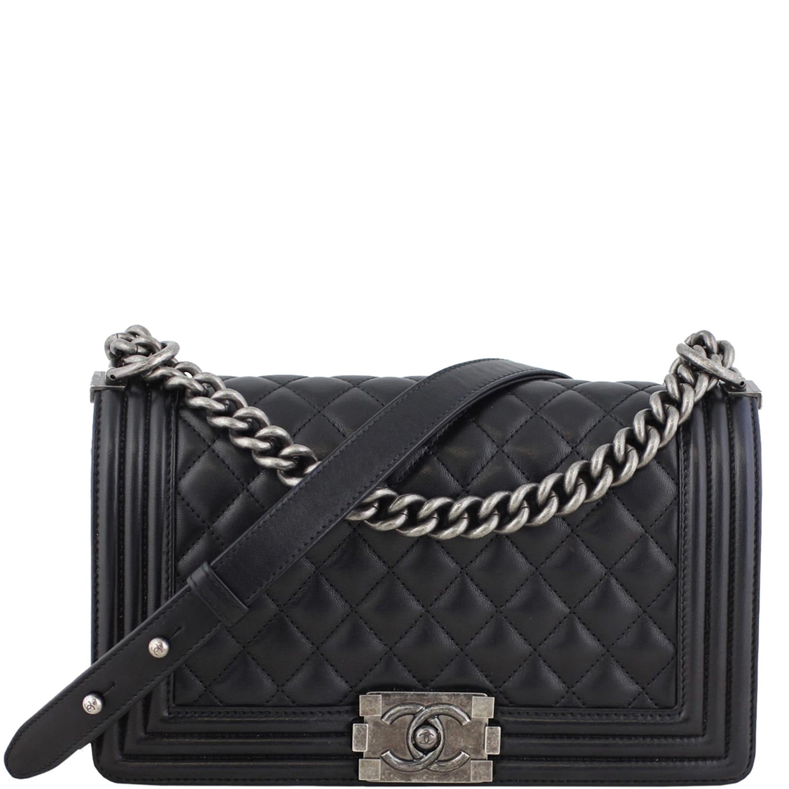 Chanel Boy Bag Old 24 Series Black Medium Handbag