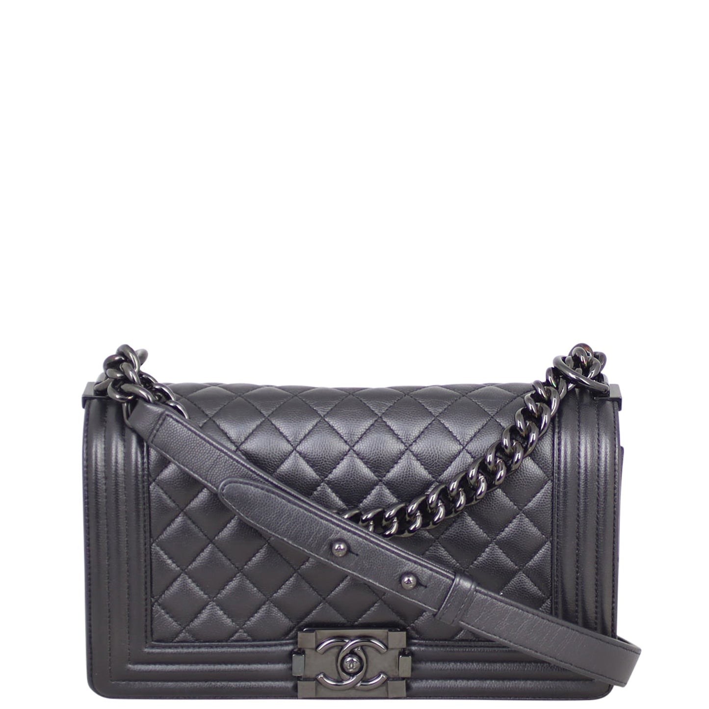 Chanel Boy Old Hardware Handbag Black Medium