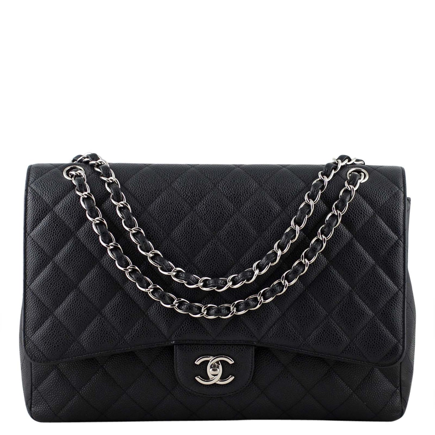 Chanel Classic Single Maxi Caviar 13 Series Handbag Black Flap