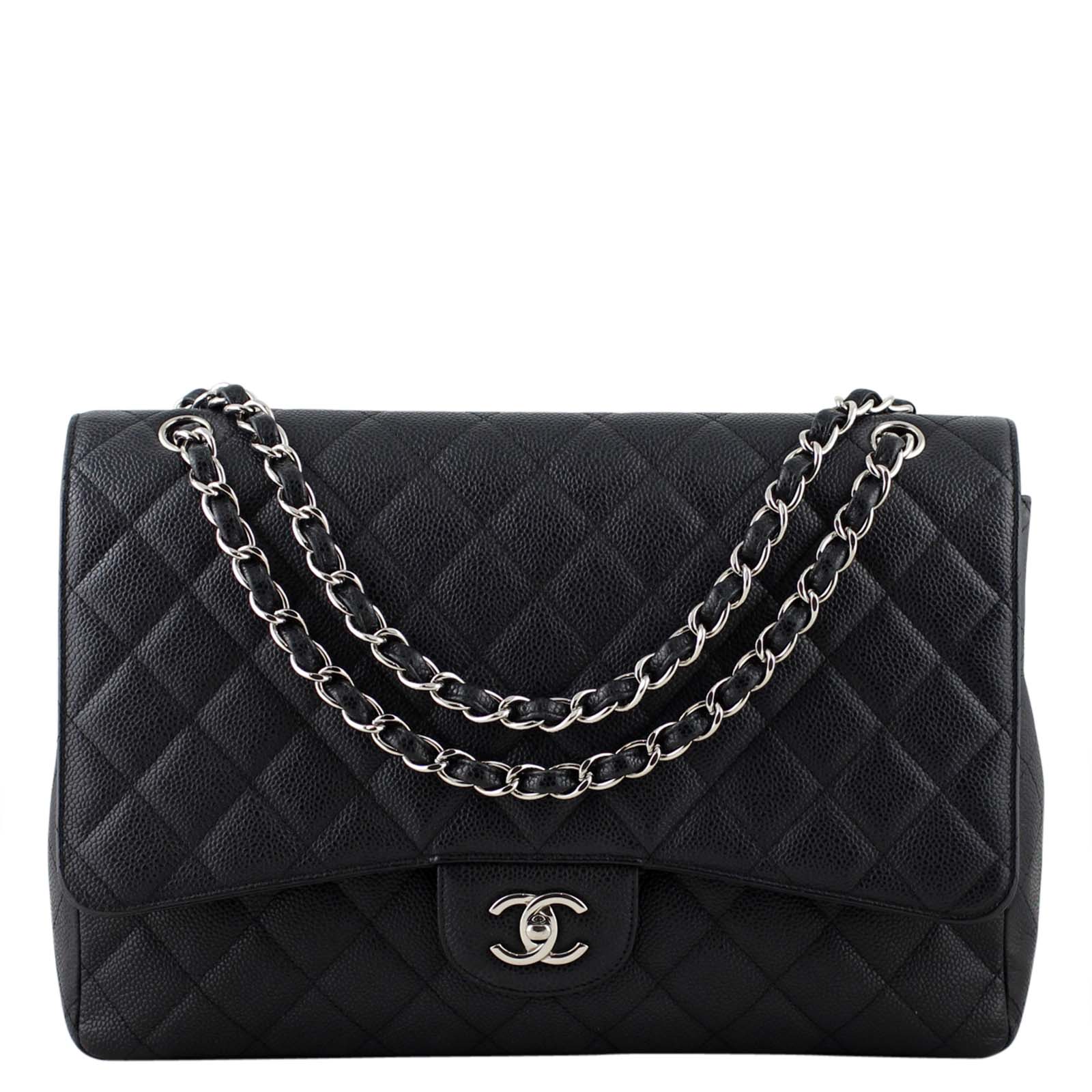 Chanel Classic Single Maxi Caviar 13 Series Handbag Black Flap