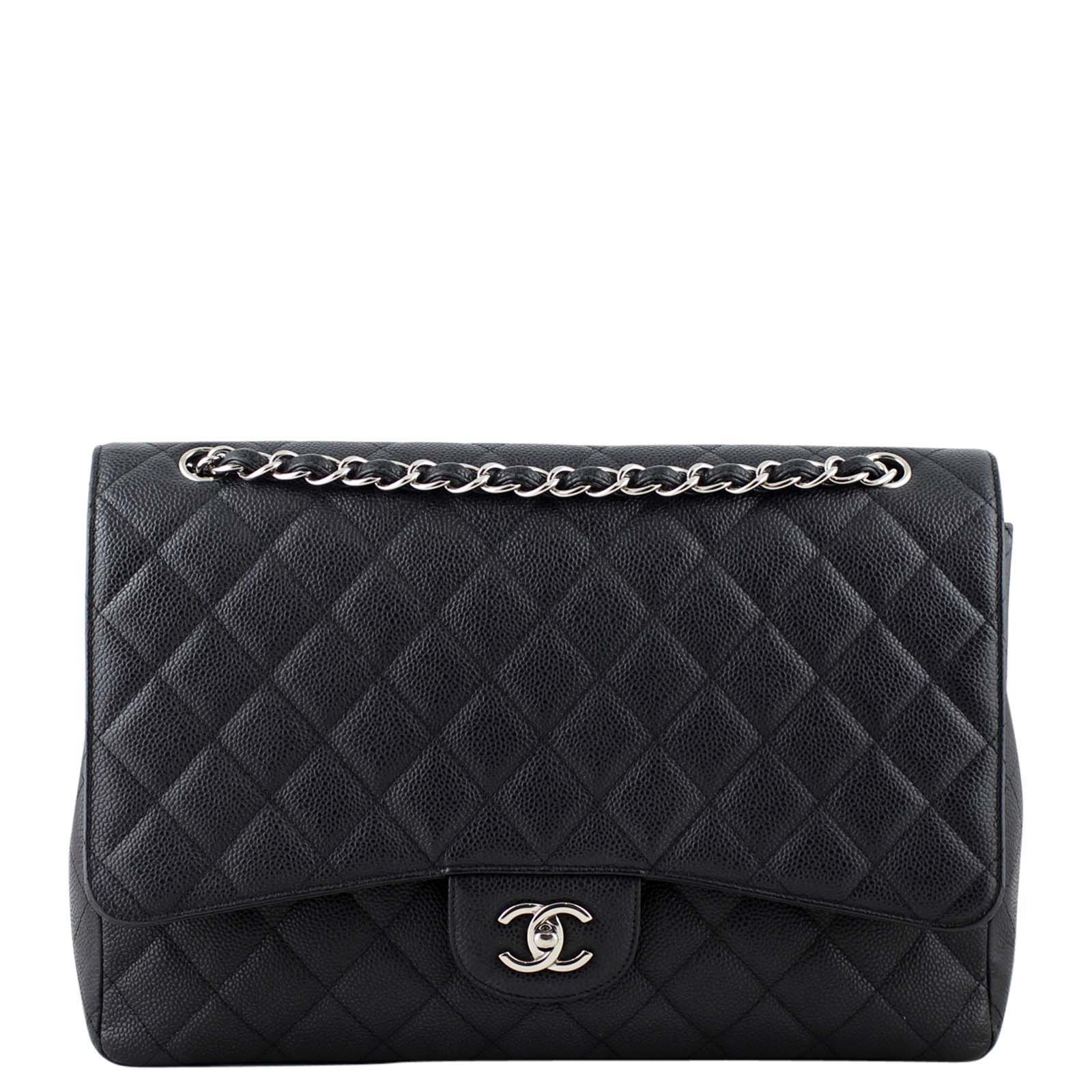 Chanel Classic Single Maxi Caviar 13 Series Handbag Black Flap