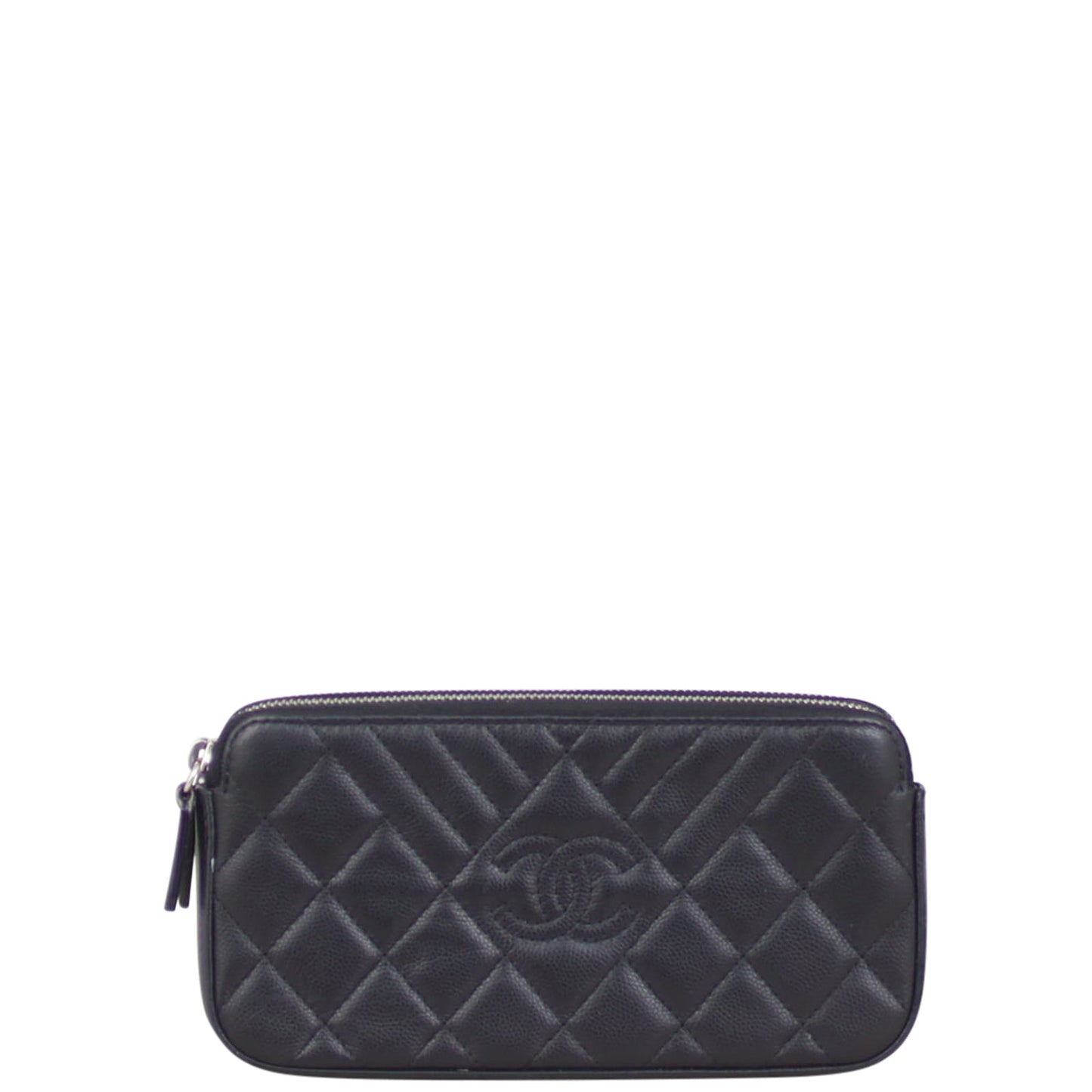 Chanel CC Double Zip Clutch with Black Chain Clutch Bag