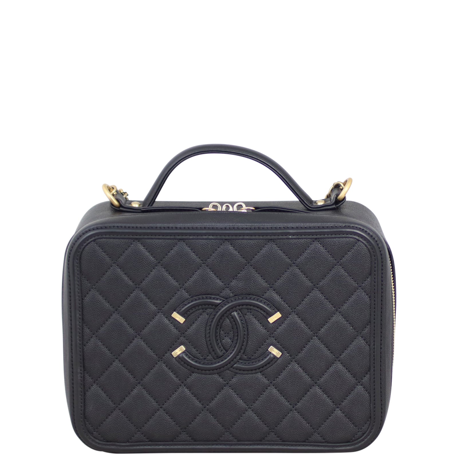 Chanel CC Filigree Vanity Case Handbag Large