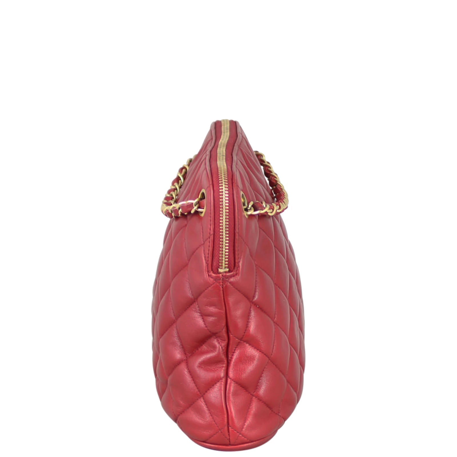 Chanel CC Tote Bag Deep Quilted Red