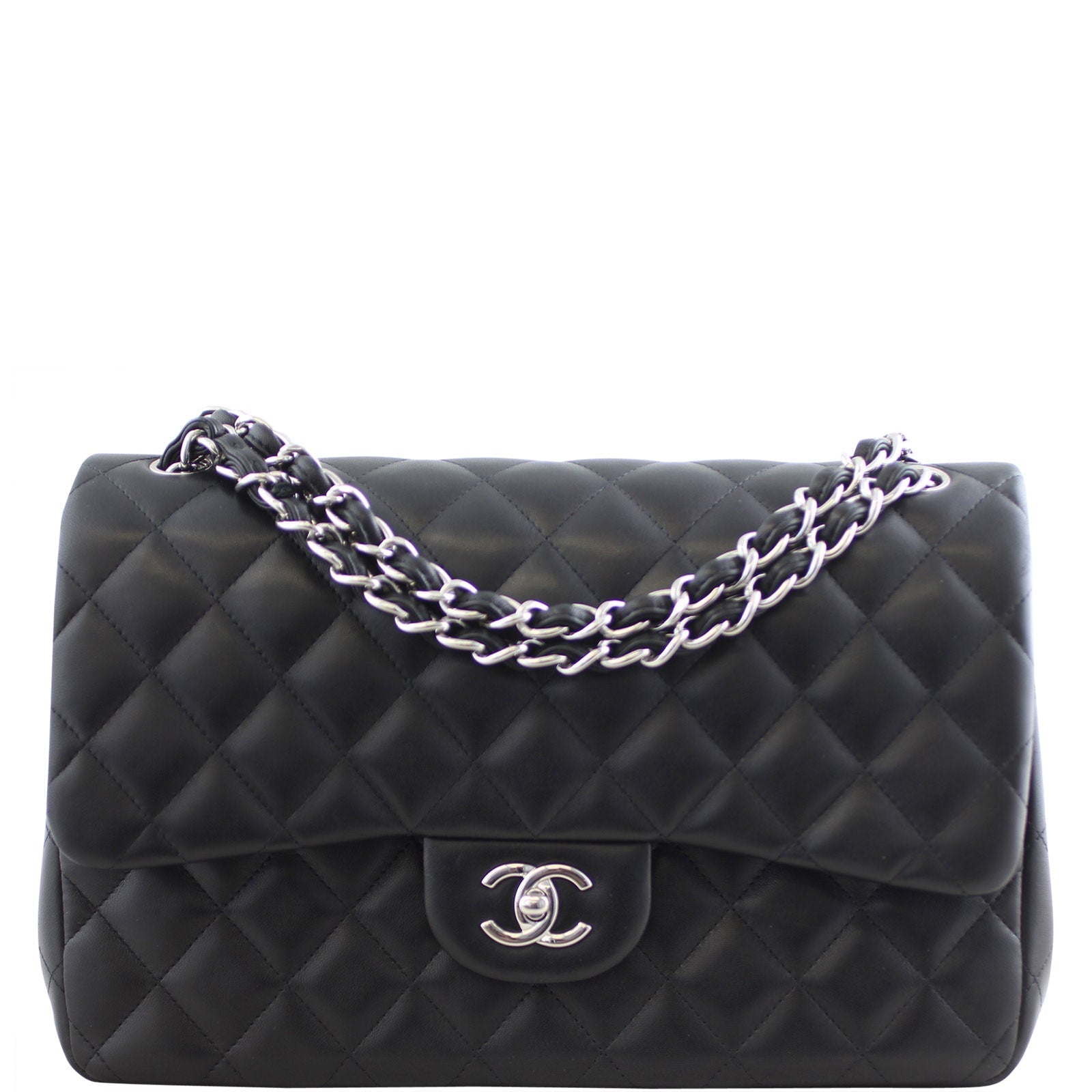 Chanel Classic Double Jumbo Lambskin 19 Series Handbag Black Flap