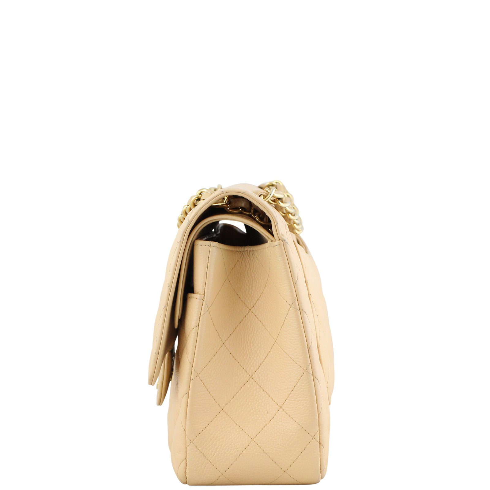 Chanel Classic Double Flap Jumbo Hardware Handbag Brown Beige