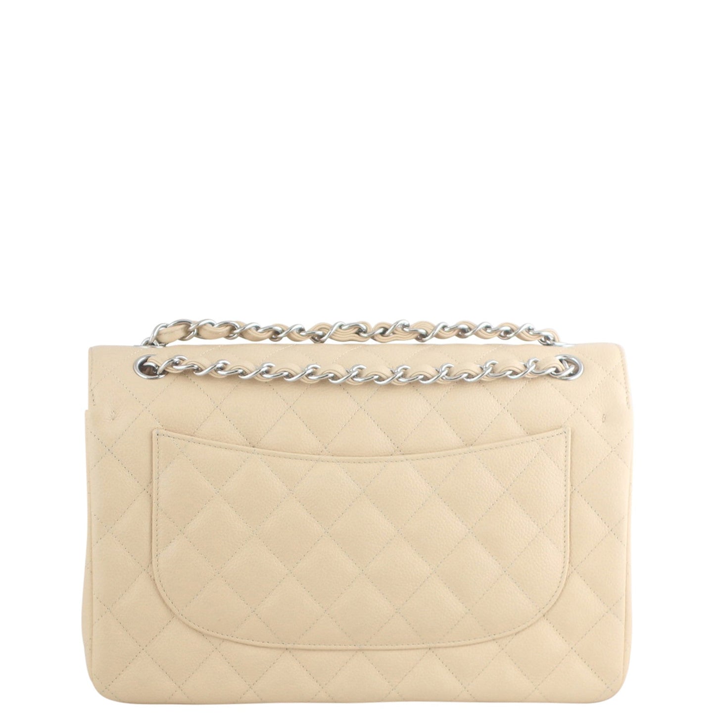 Chanel Classic Double Jumbo 14 Series Handbag Beige Flap
