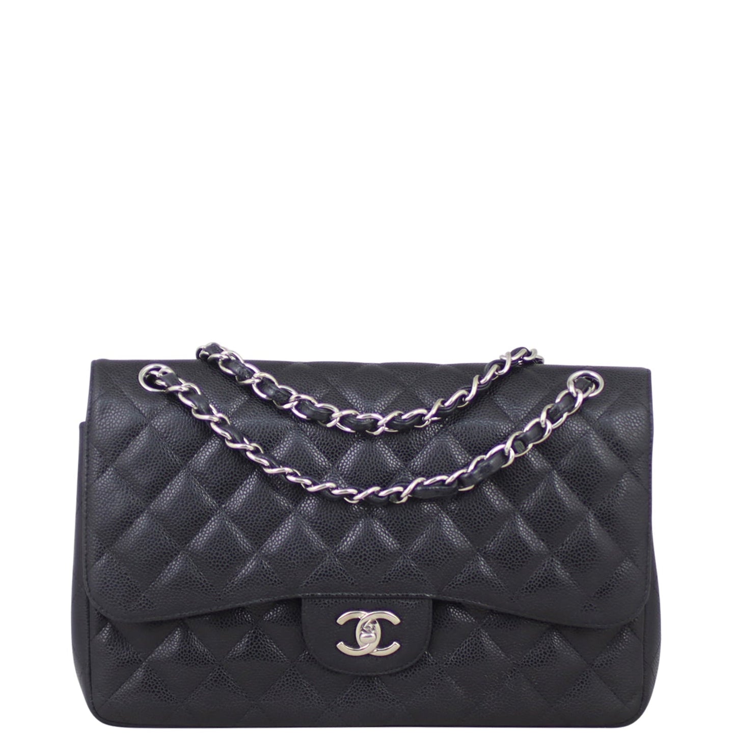 Chanel Classic Double Jumbo 15 Series Handbag Black Flap