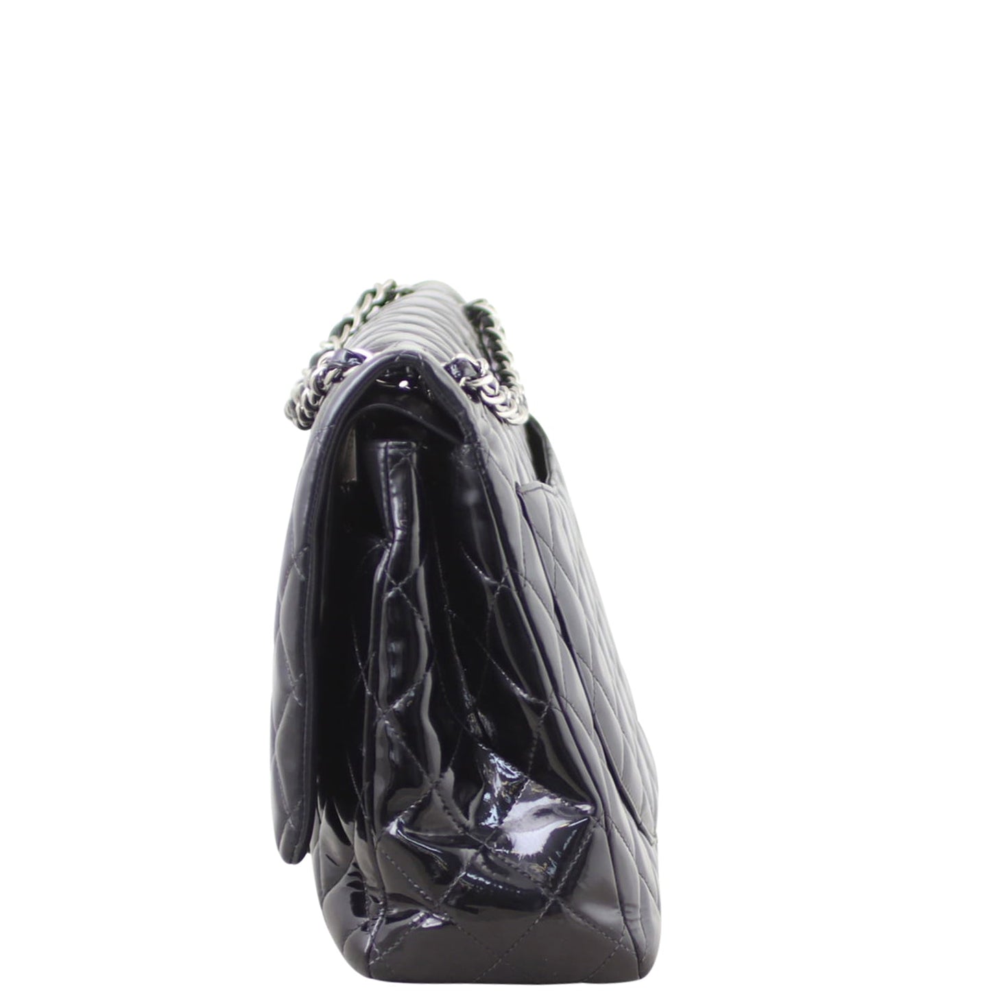 Chanel Classic Double Maxi Patent Handbag Black Flap