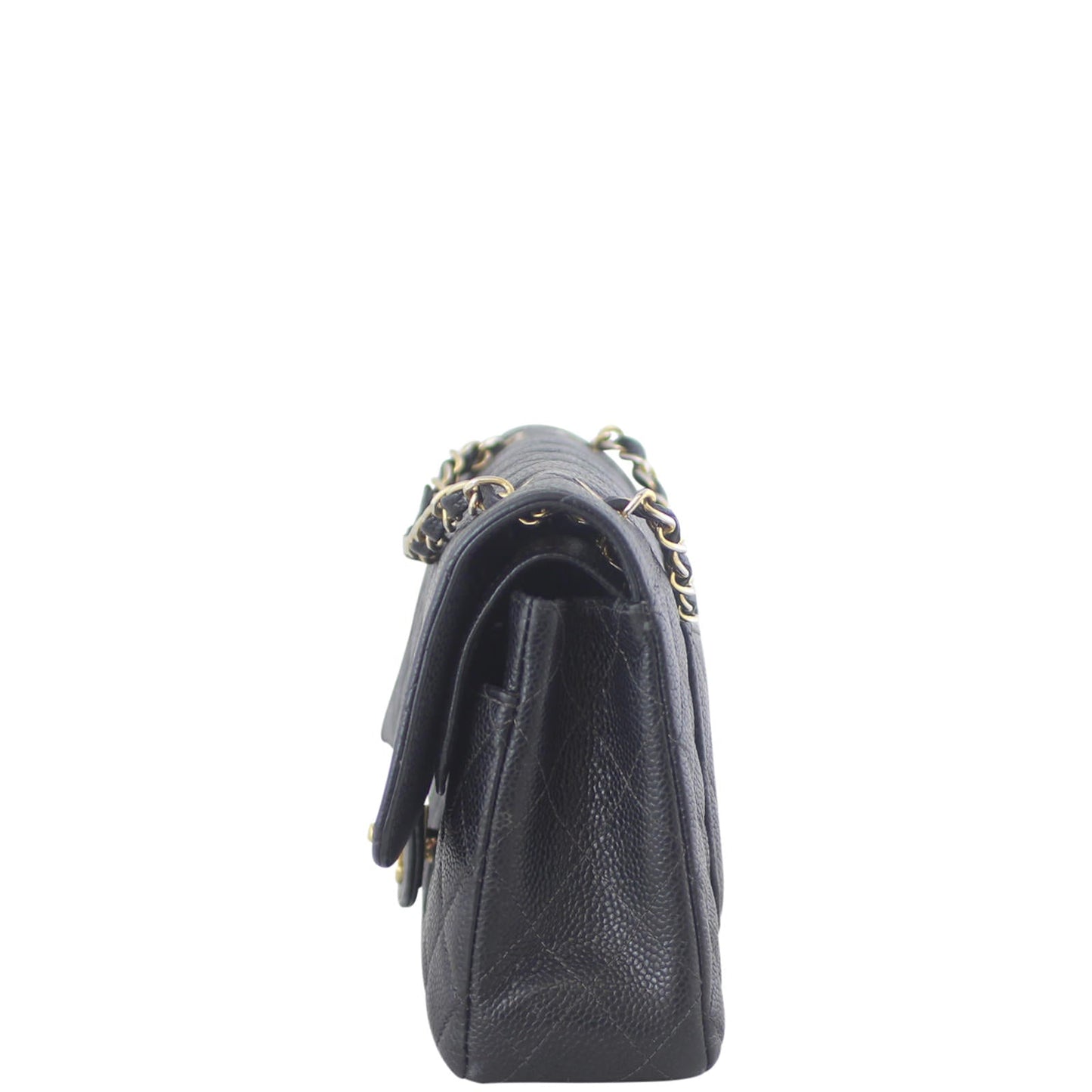 Chanel Classic Double Flap Caviar Hardware Double Chain Black Gold Handbag