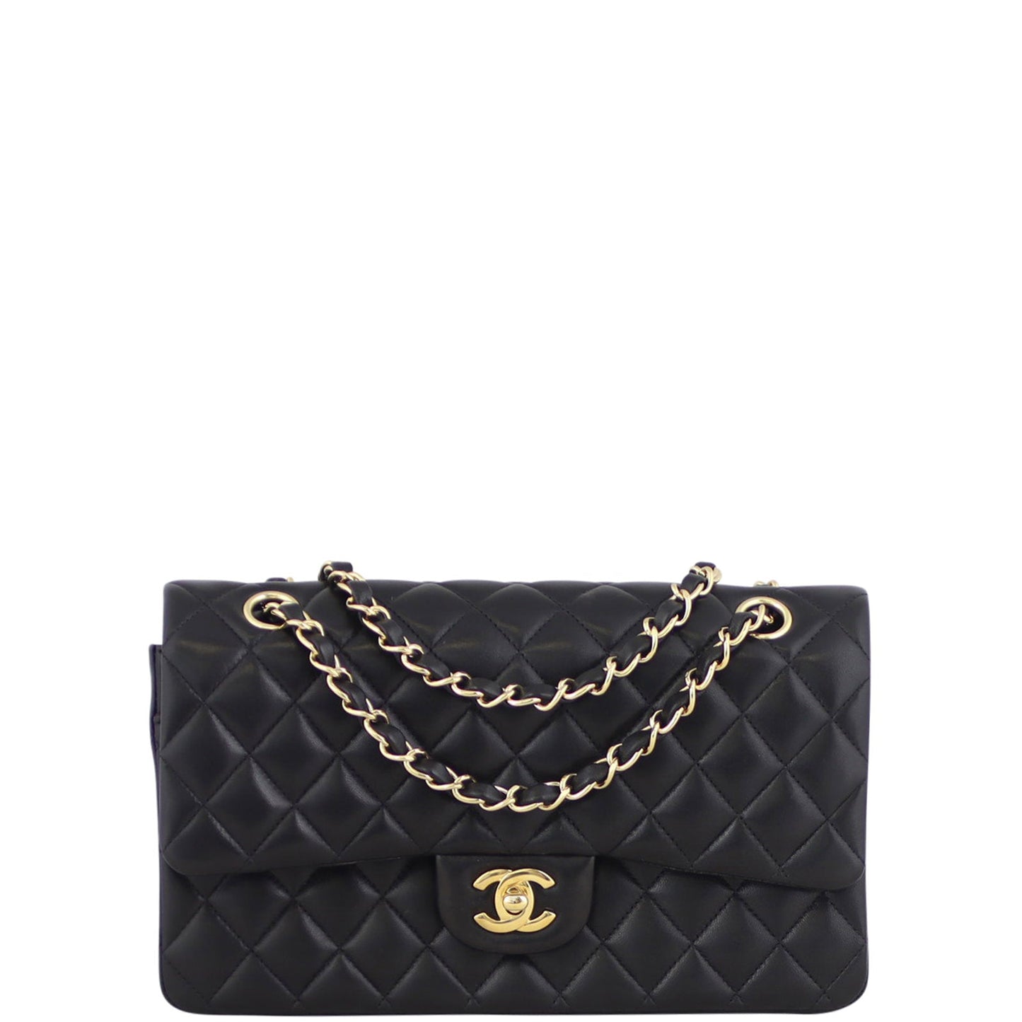 Chanel Classic Double 13 Series Lambskin Handbag Black Medium