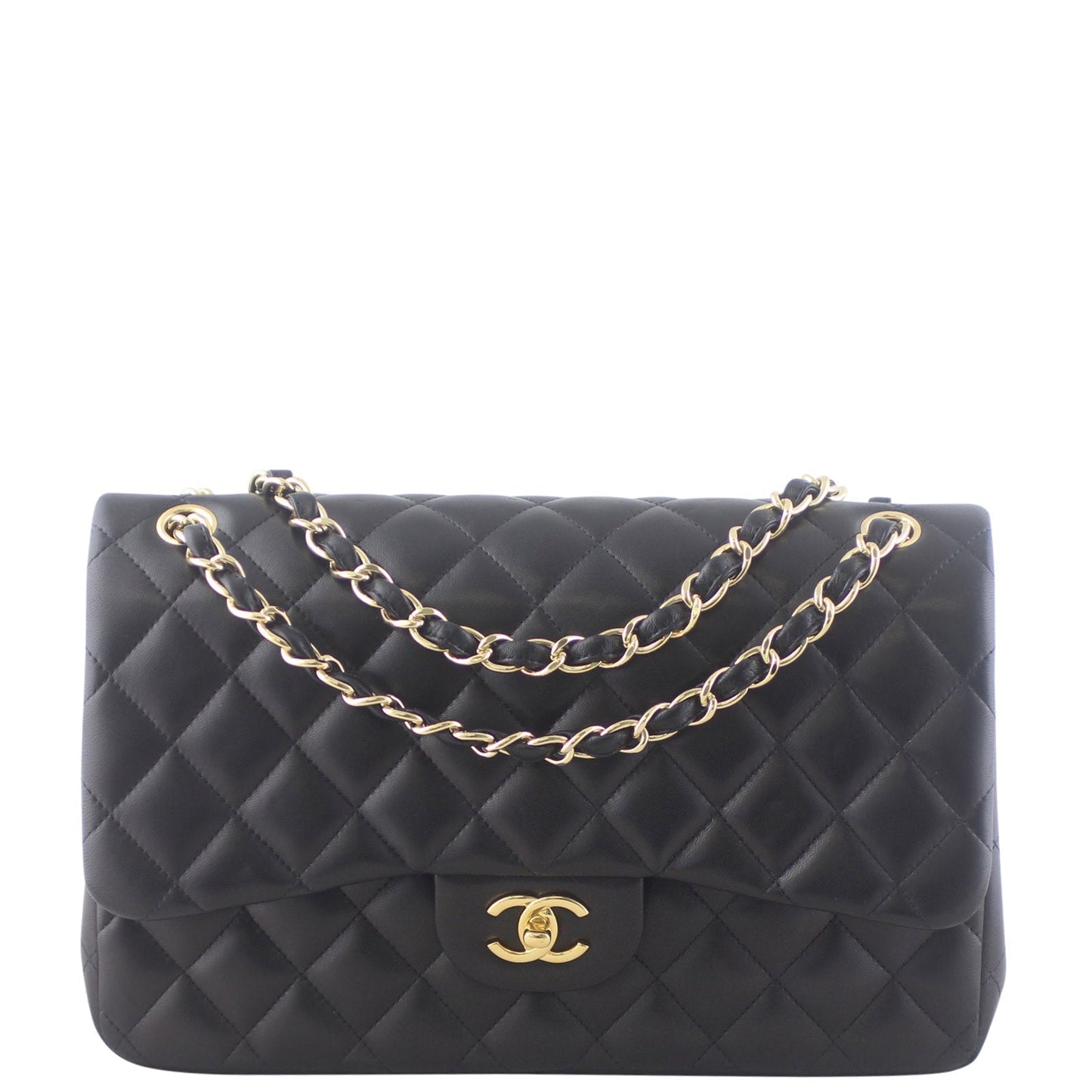 Chanel Classic Double Jumbo GHW 16 Series Handbag Black Flap