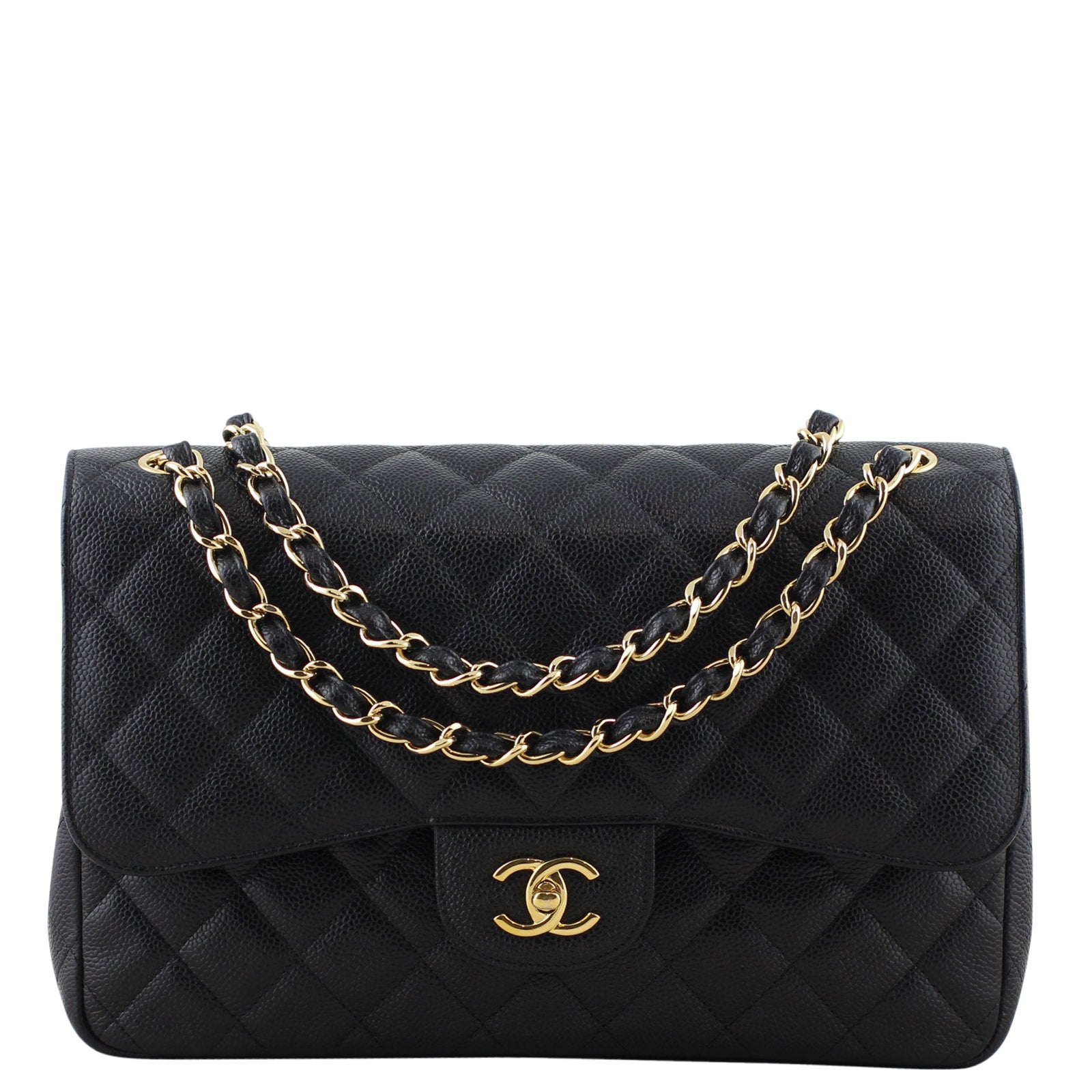 Chanel Classic Double Jumbo 14 Series Handbag Black Flap