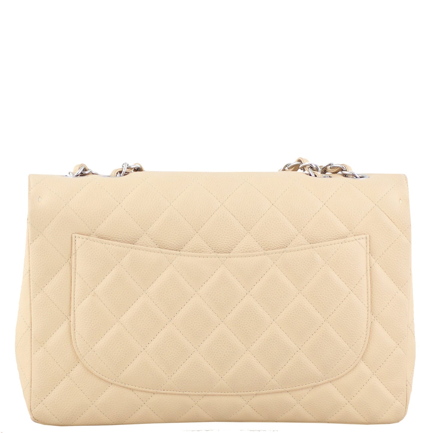 Chanel Classic Single Jumbo Nude Handbag White Beige