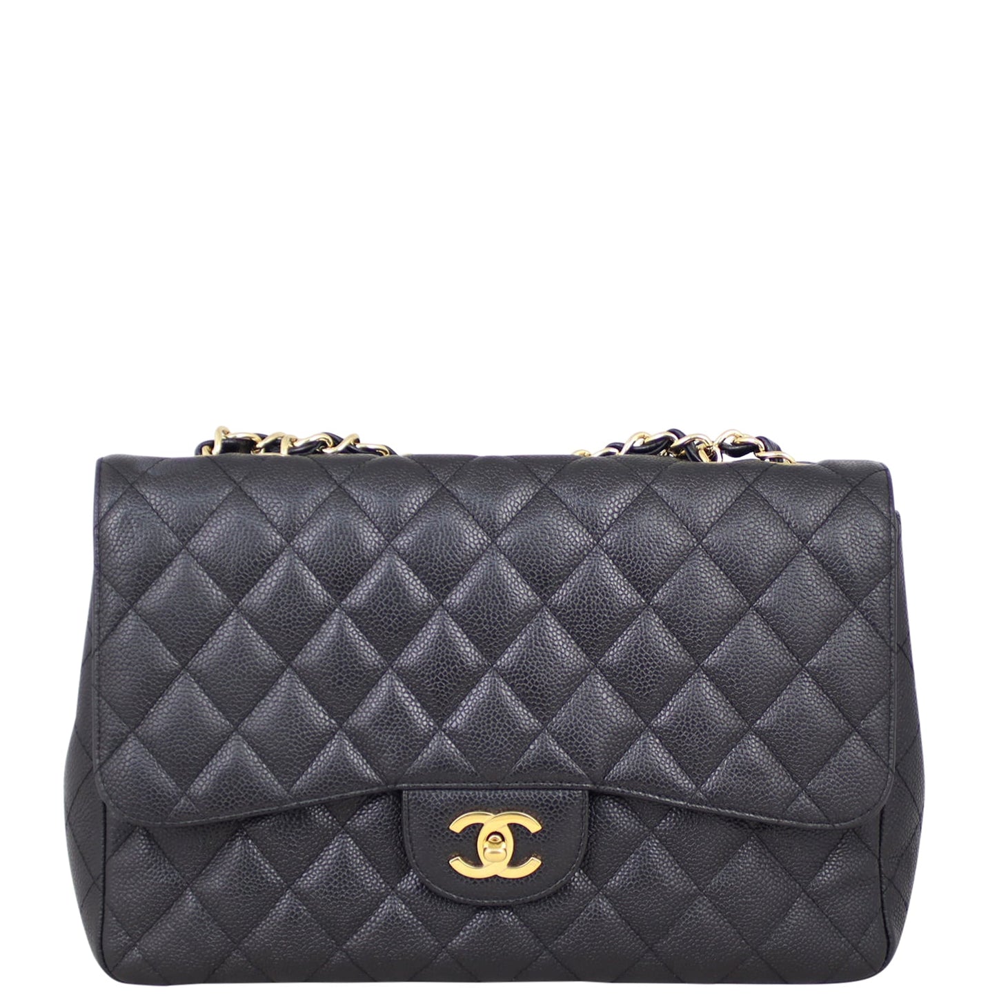 Chanel Classic Single Jumbo Caviar GHW Handbag Black Flap