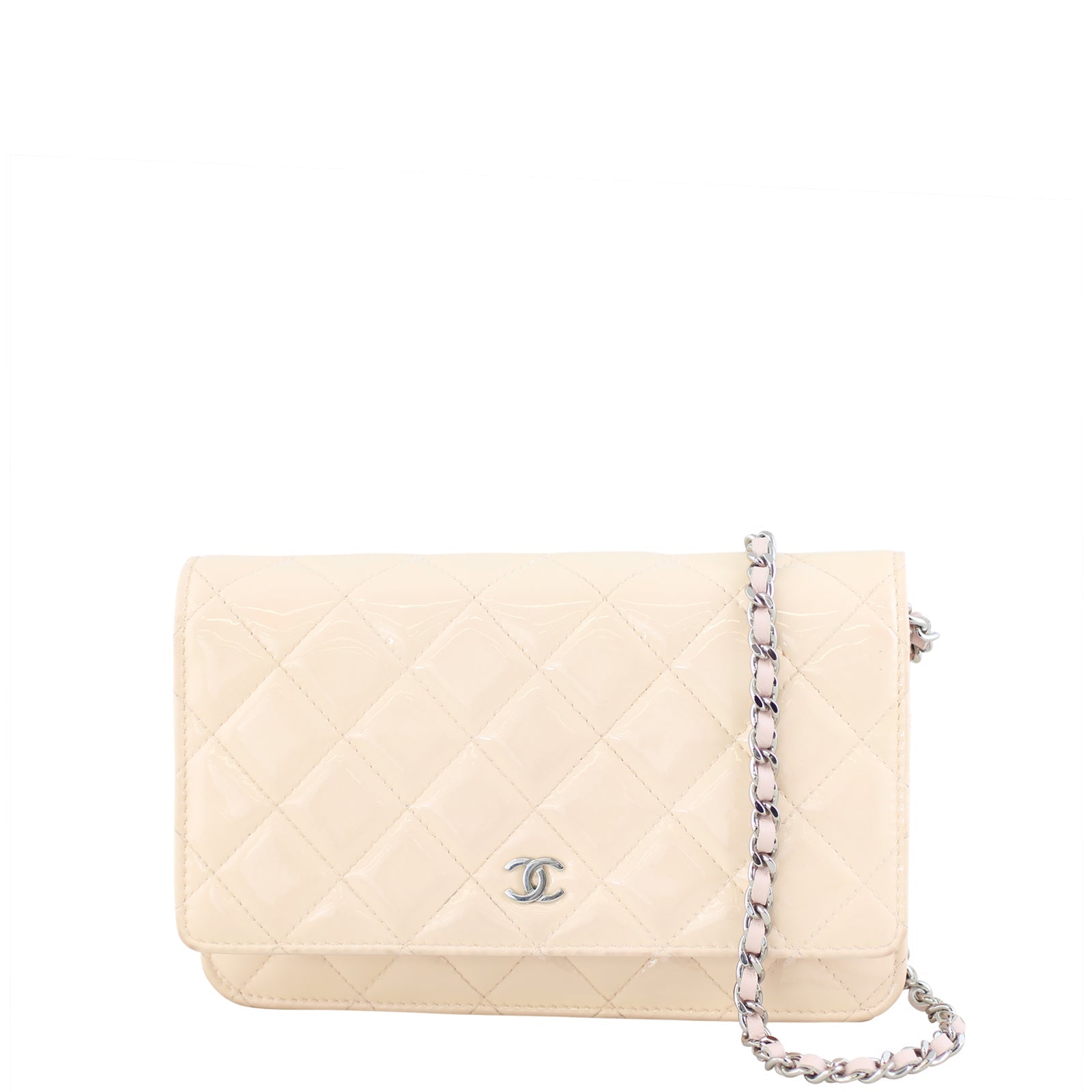 Chanel Classic Wallet on Shell Hardware Handbag Pink Silver