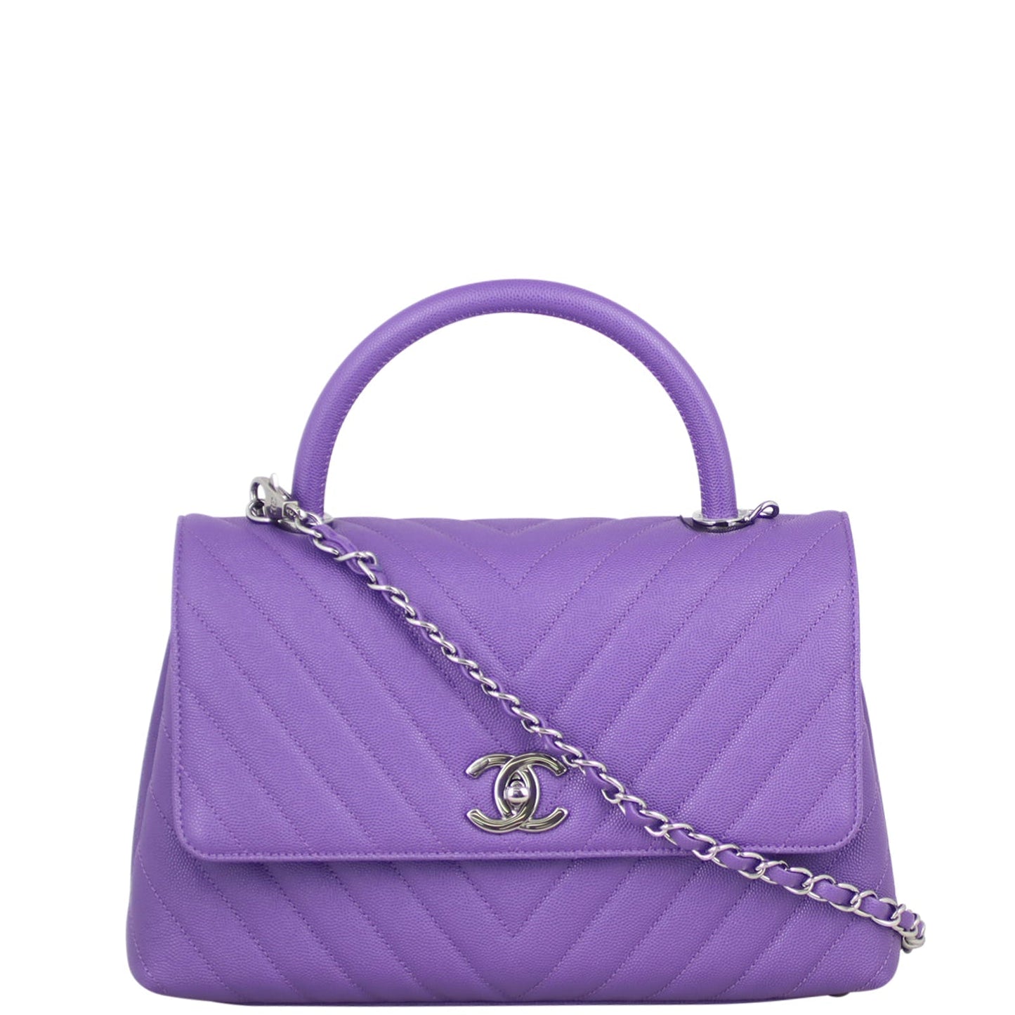 Chanel Coco Top Handle Bag Rich Purple Medium Handbag