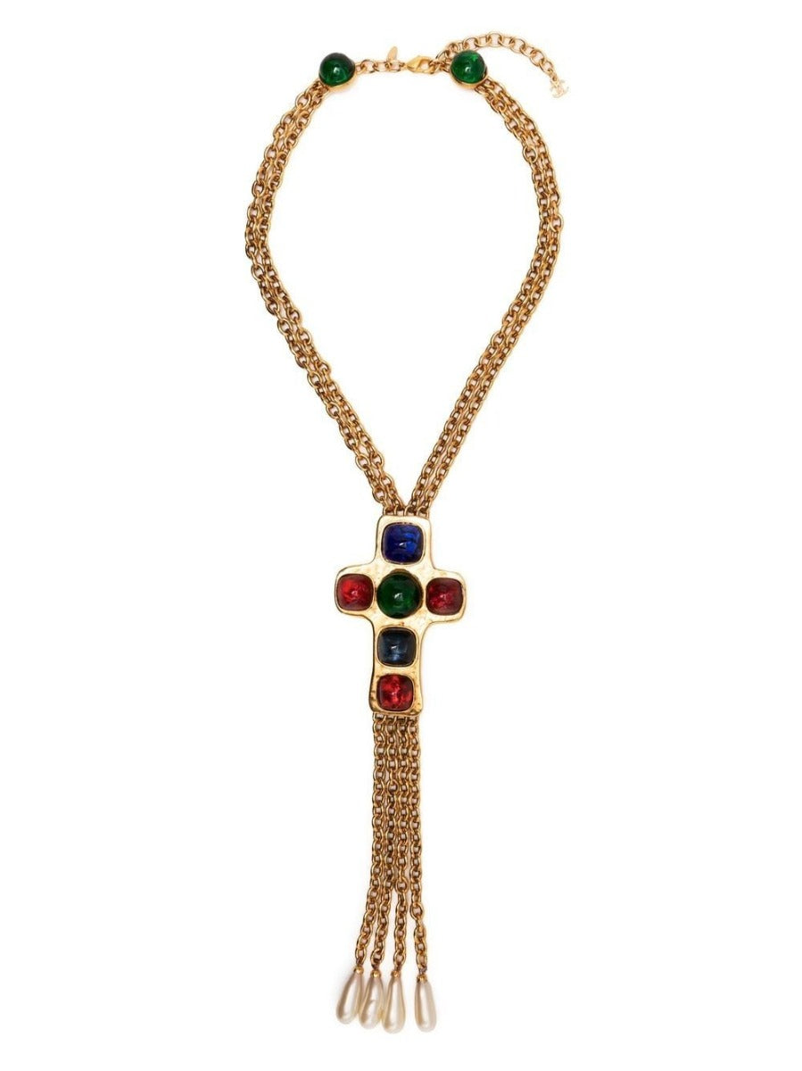 Chanel Cabochon Cross Necklace