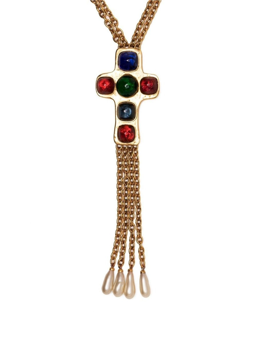 Chanel Cabochon Cross Necklace