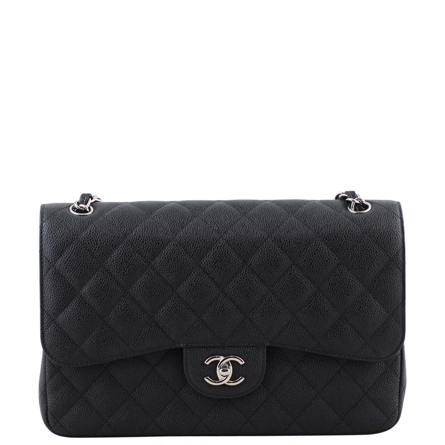 Chanel Classic Double Jumbo SHW 16 Series Handbag Black Flap