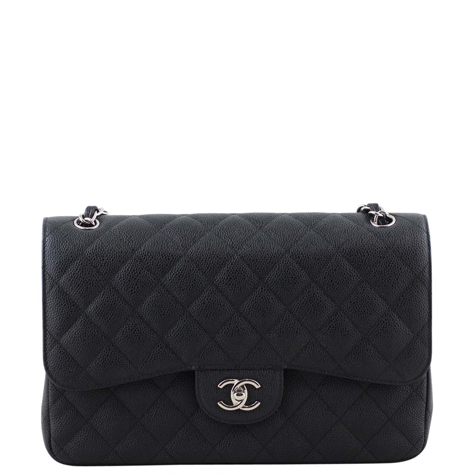 Chanel Classic Double Jumbo SHW 16 Series Handbag Black Flap