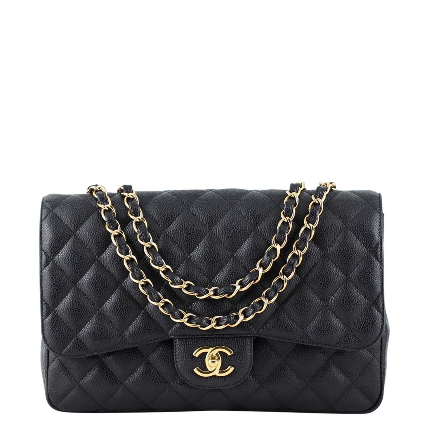 Chanel Classic Single Jumbo GHW 13 Series Handbag Black Flap