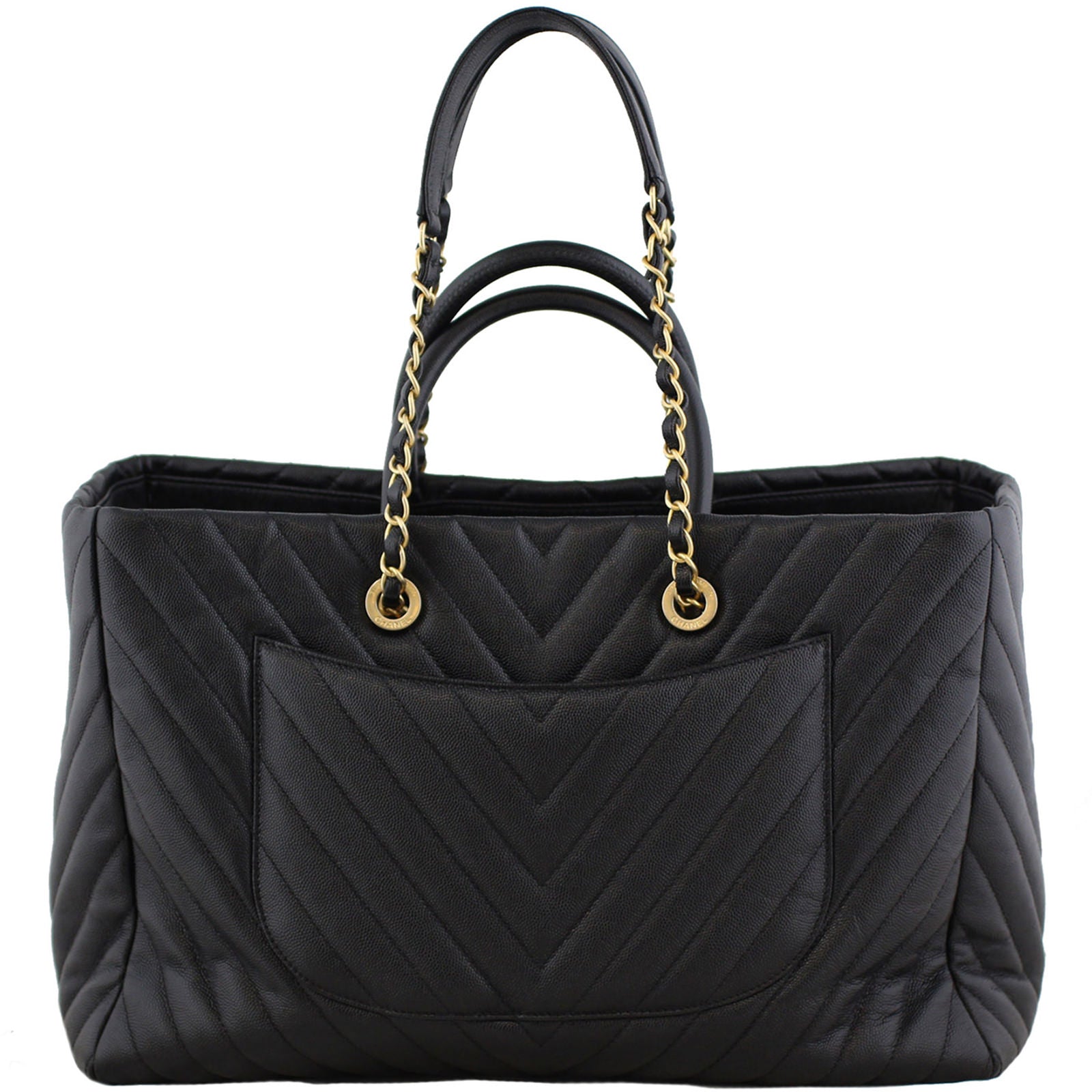 Chanel Chevron Shopping Bag Large Handbag
