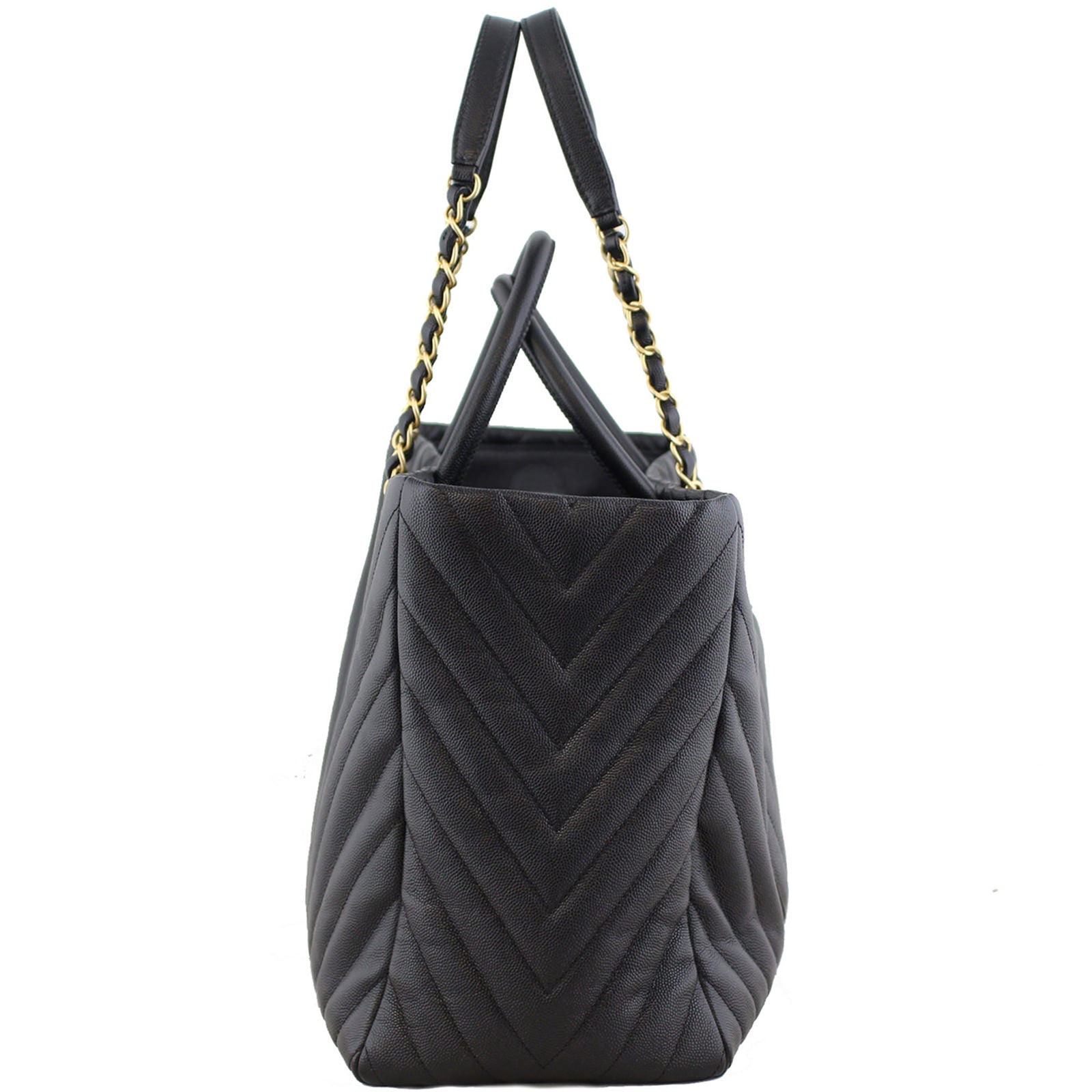 Chanel Chevron Shopping Bag Large Handbag