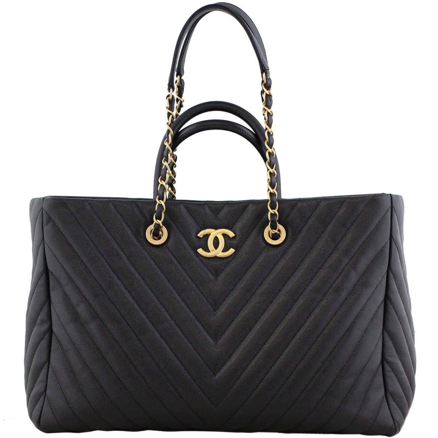Chanel Chevron Shopping Bag Large Handbag