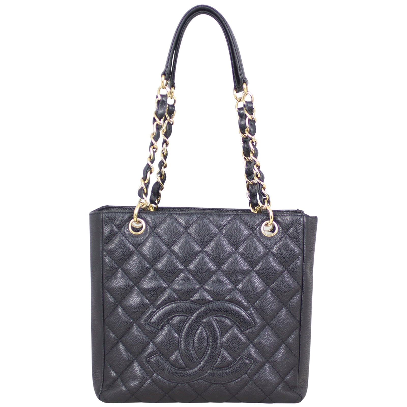 Chanel Petite Shopping Tote Hardware Gold Tote Bag