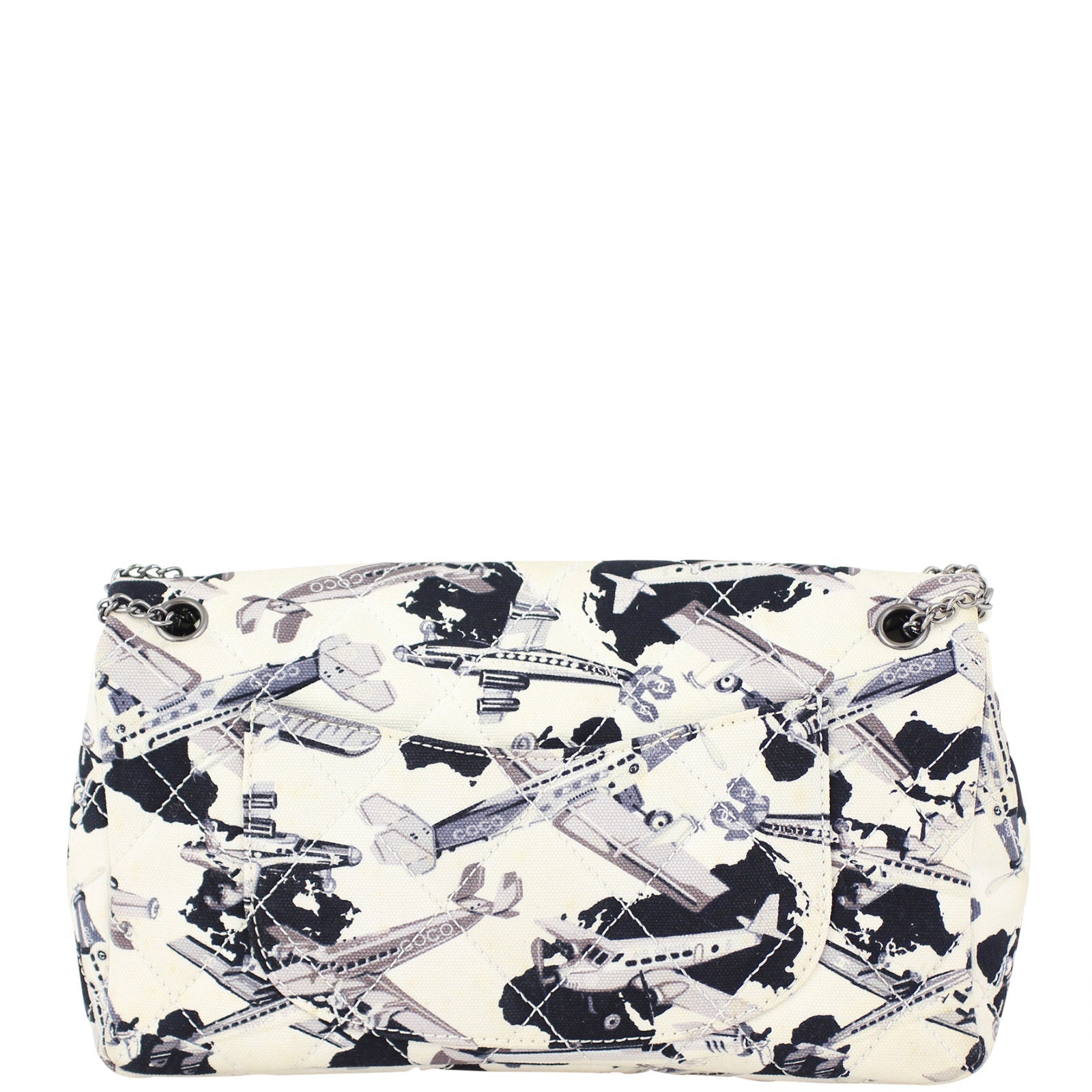 Chanel Printed Airplane Single Handbag Canvas Medium