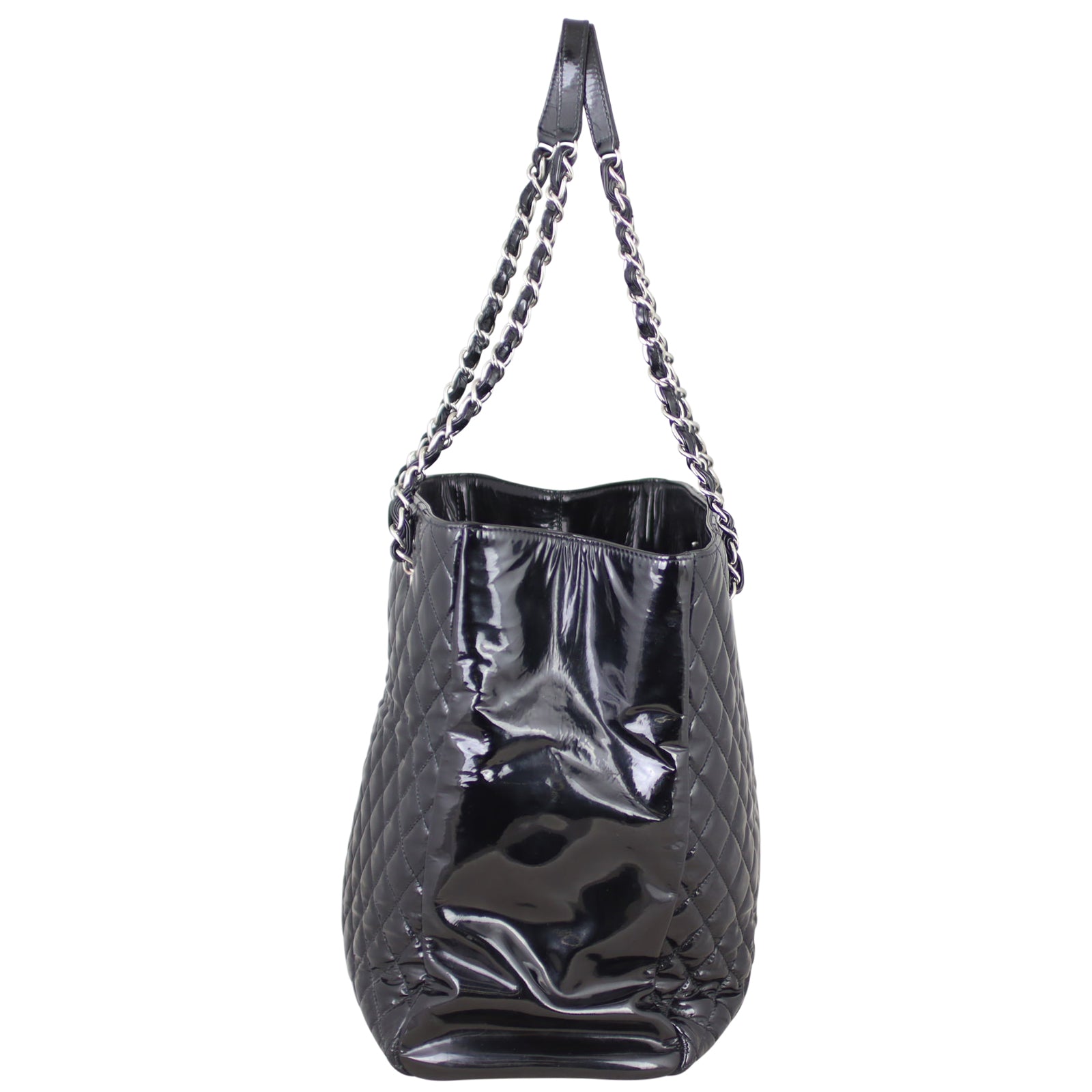 Chanel Patent Tote Leather Quilted Tote Bag