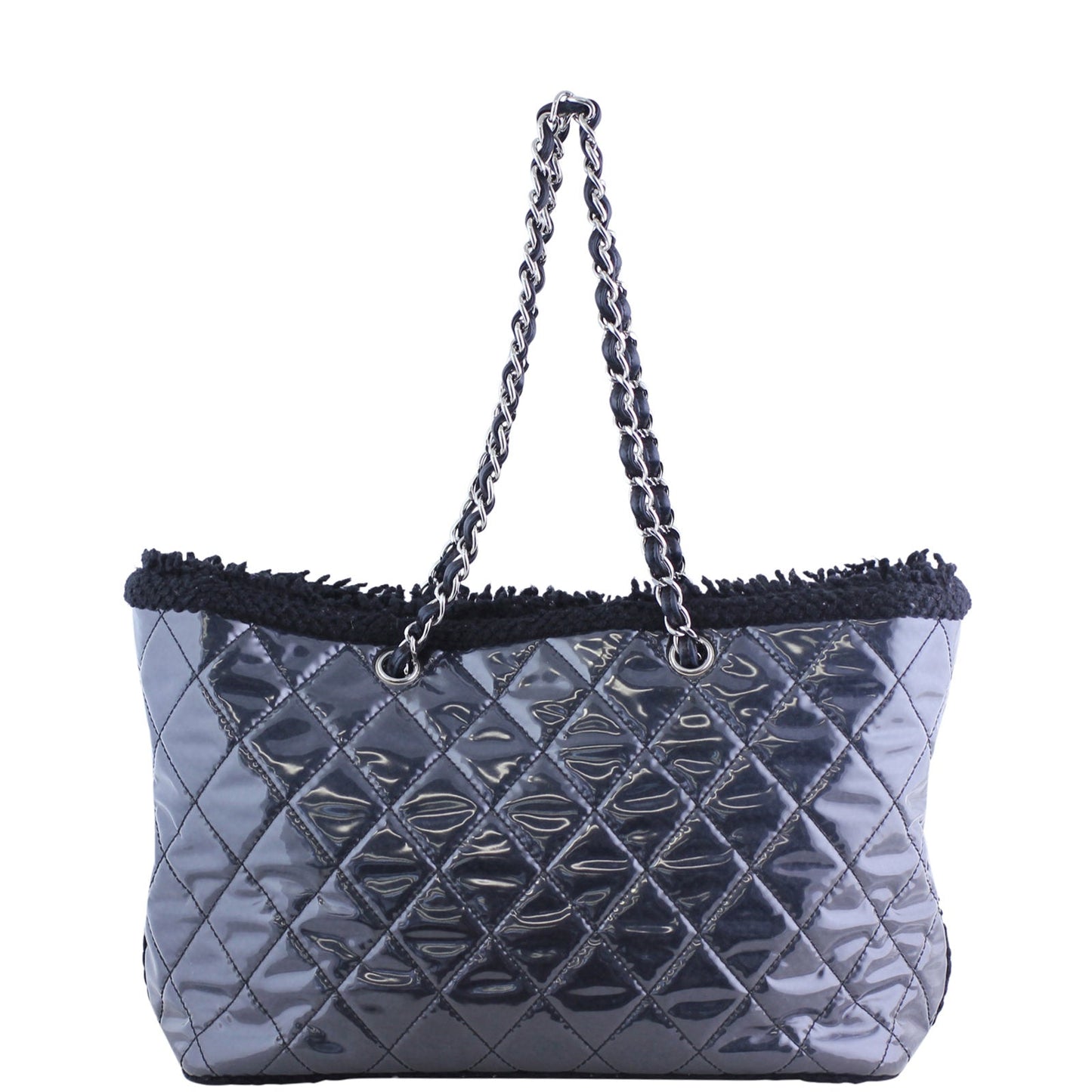 Chanel Vinyl and Tweed Tote Quilted Tote Bag