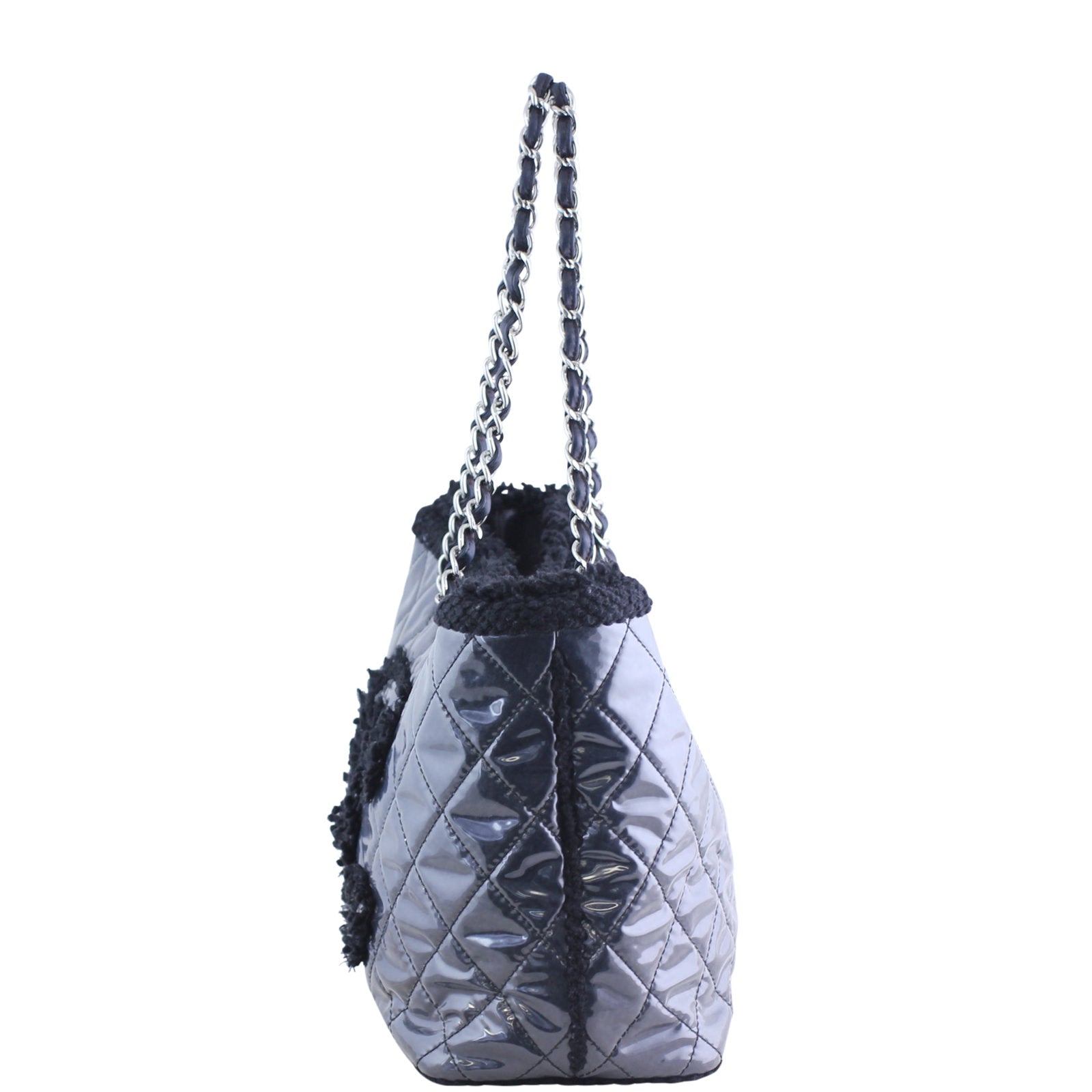 Chanel Vinyl and Tweed Tote Quilted Tote Bag