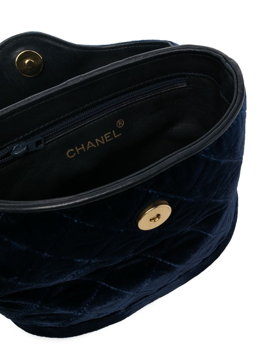 CHANEL Rare Navy Velvet Crossbody Binocular Bag