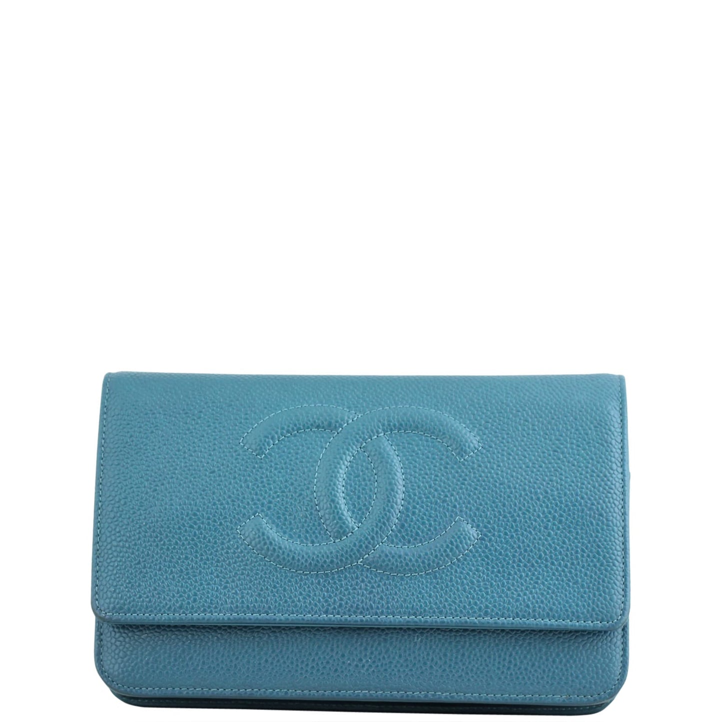 Chanel Timeless Wallet on Teal Caviar Handbag Blue Chain