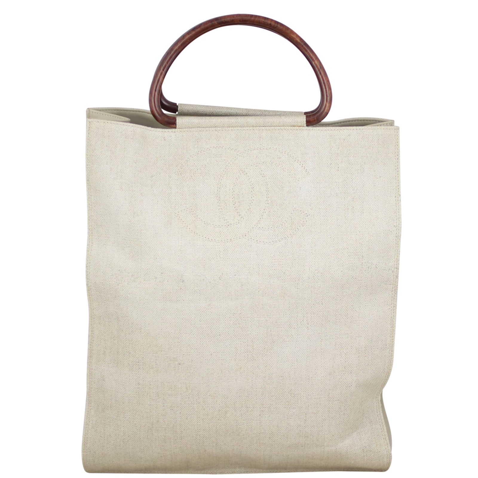 Chanel Top Handle Tote Canvas Tote Bag