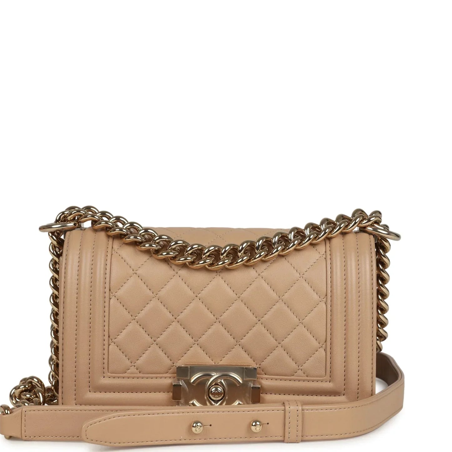 Chanel CAVIAR BOY Beige Leather Handbag
