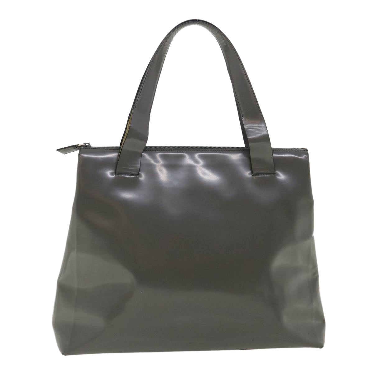 Prada Tote Bag Leather Patent Gray