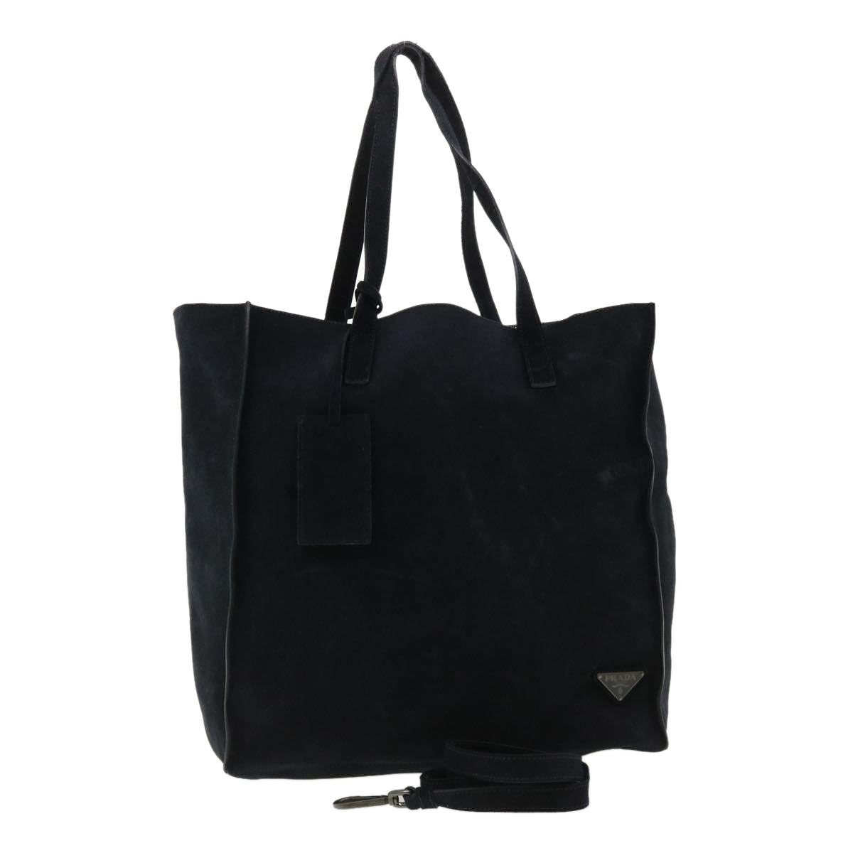 Prada Tote Bag 2Way Suede Navy